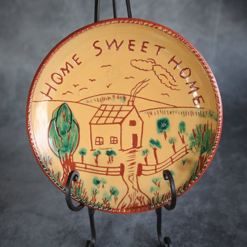 Home Sweet Home 1970's Rare Redware Plate